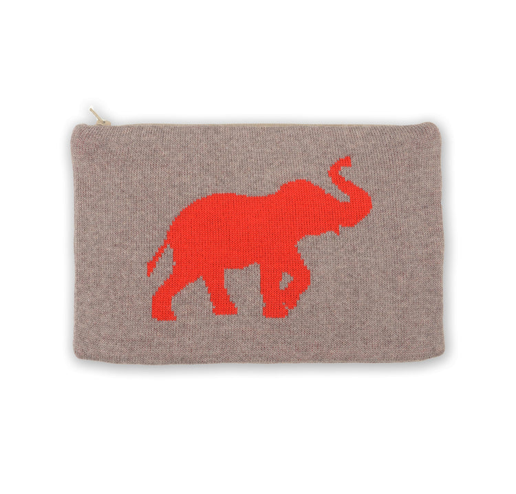 Clutch 23x15cm Elephant, beige/rot