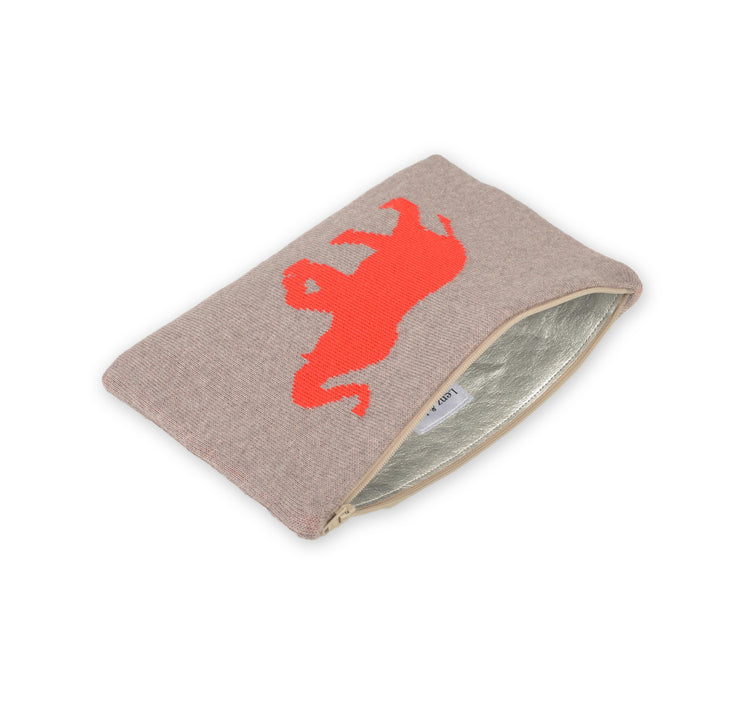 Clutch 23x15cm Elephant, beige/rot