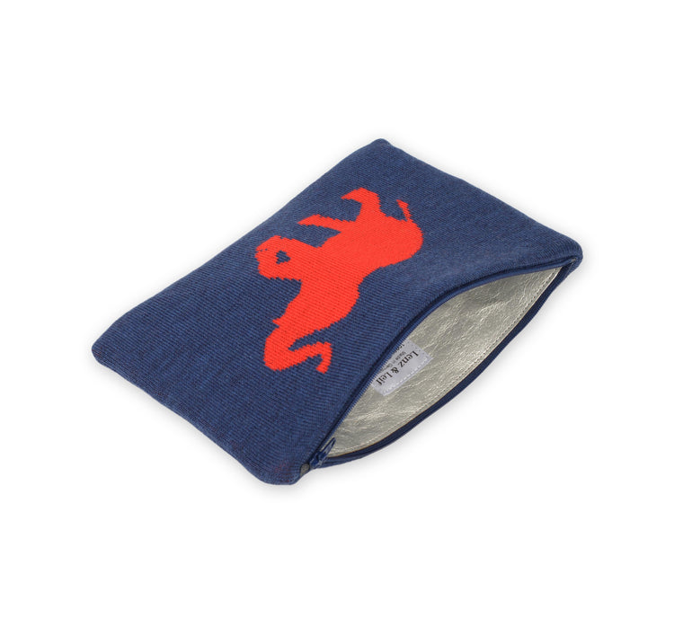 Clutch 23x15cm Elephant, blau/rot