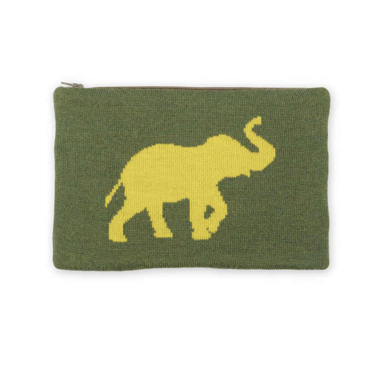 Clutch 23x15cm Elephant, green / yellow