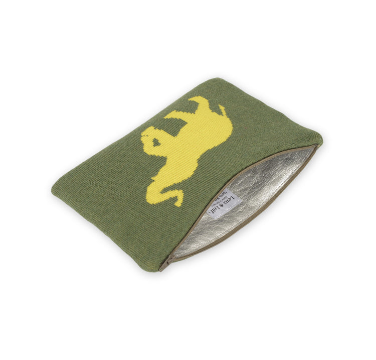 Clutch 23x15cm Elephant, grün/gelb