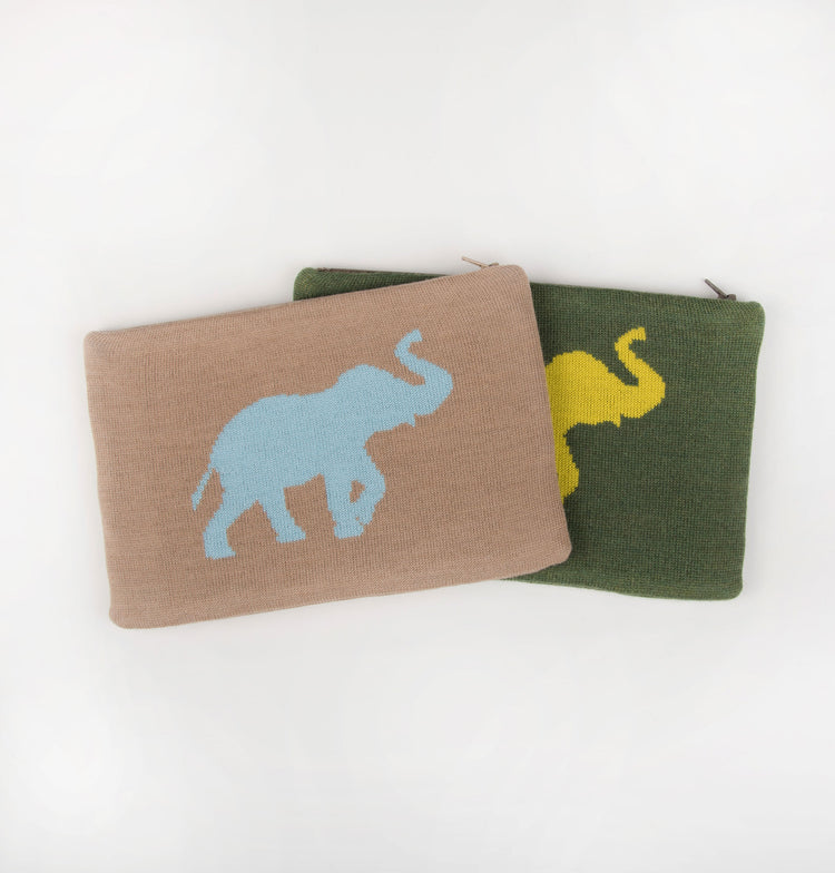 Clutch 23x15cm Elephant, camel/türkis