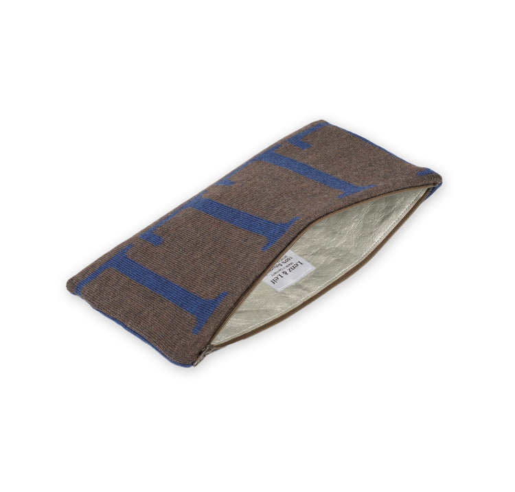 Clutch 25x13cm LLLL, braun/blau