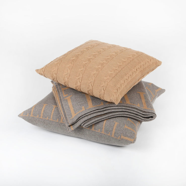 Cushion cover 50x50cm LLLL, beige / camel