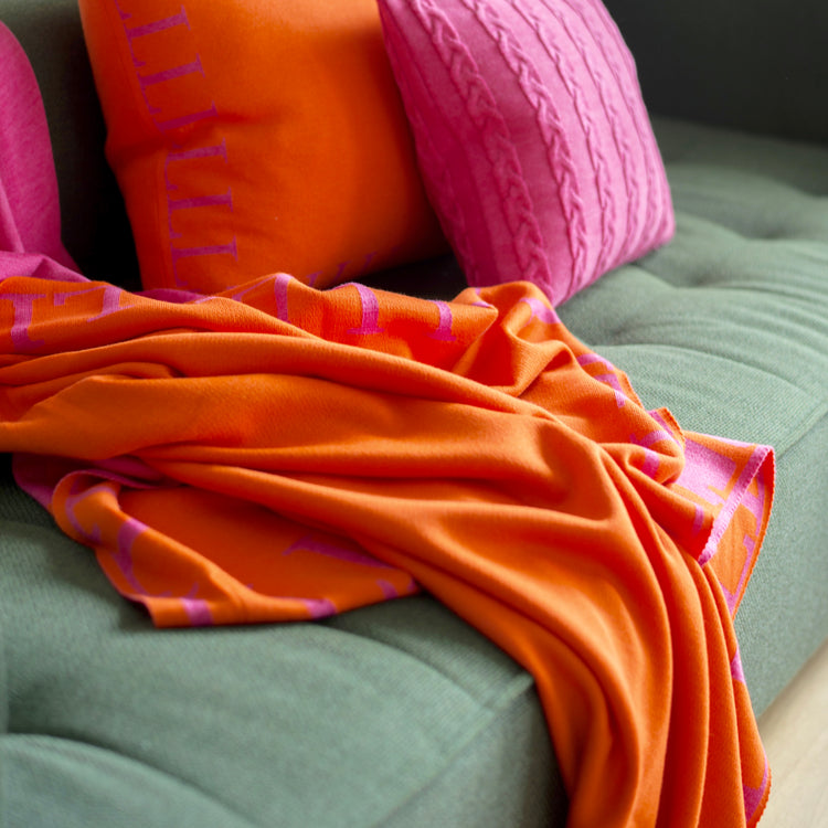 Decke 140x180cm LLLL, orange/magenta