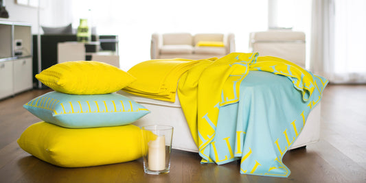 Decke 140x180cm LLLL, türkis/gelb