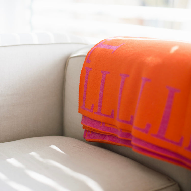 Decke 140x180cm LLLL, orange/magenta