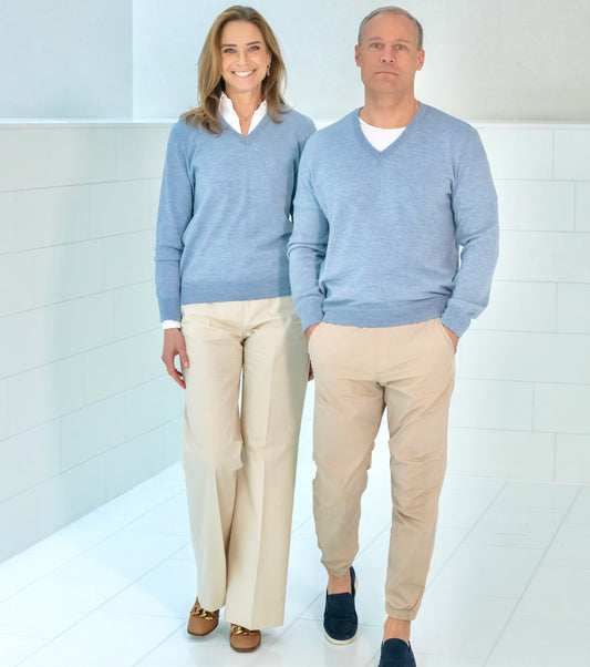 Pullover NIKO, unisex, hellblau meliert - Lenz & Leif