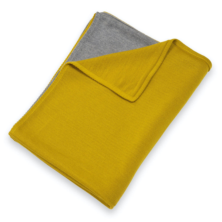 Decke 140x180cm Domino, senf/grau