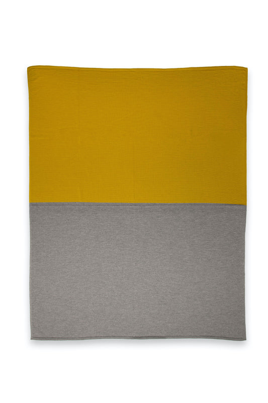 Blanket 140x180cm Domino, mustard / grey