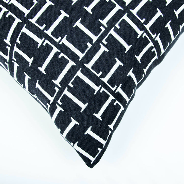 Cushion cover 60x60cm LL all over, dark gray / white
