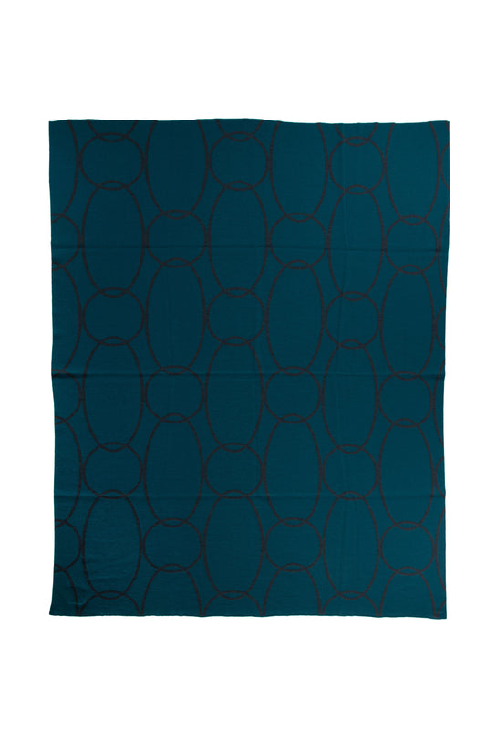 Decke 140x180cm Rings, petrol/dunkelgrau