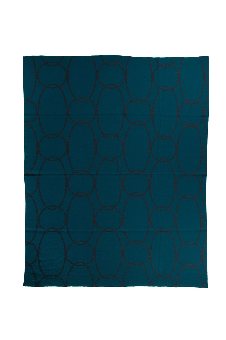 Decke 140x180cm Rings, petrol/dunkelgrau