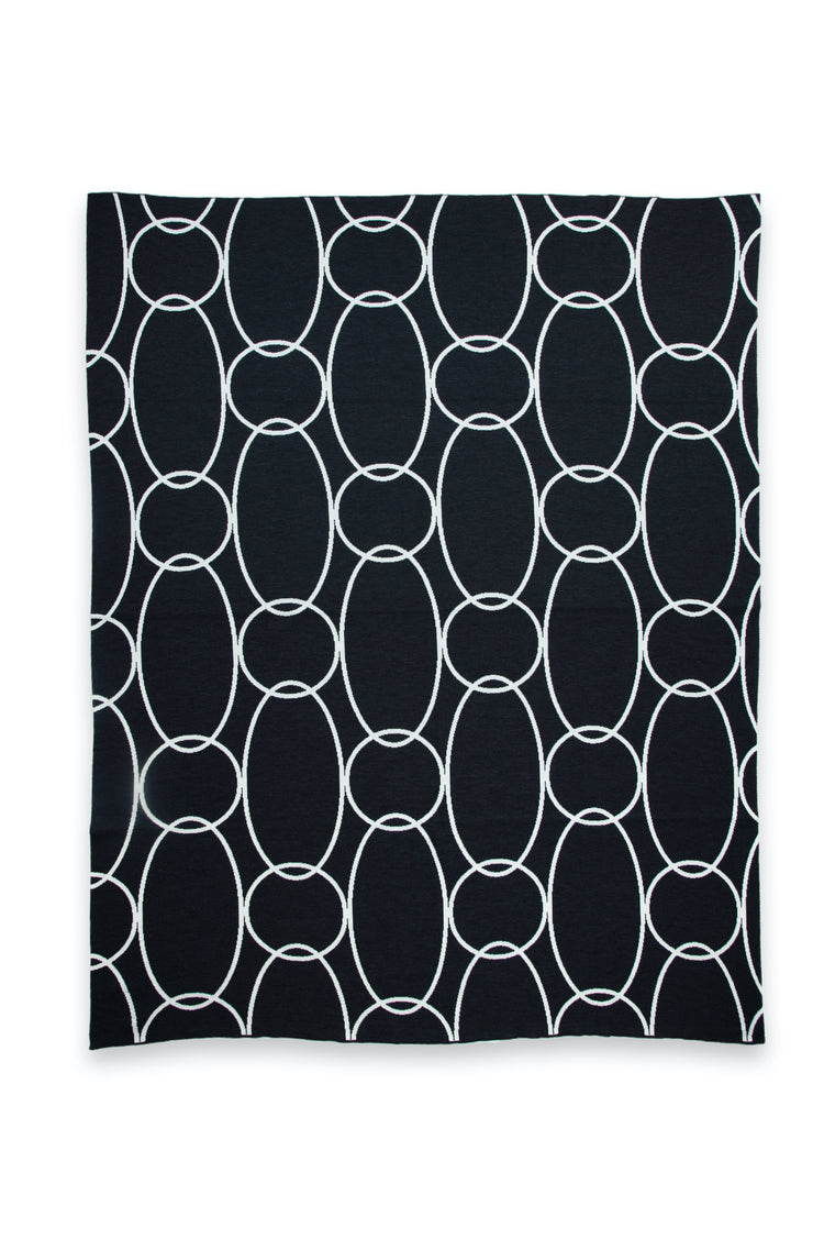 Blanket 140x180cm rings, dark gray / white