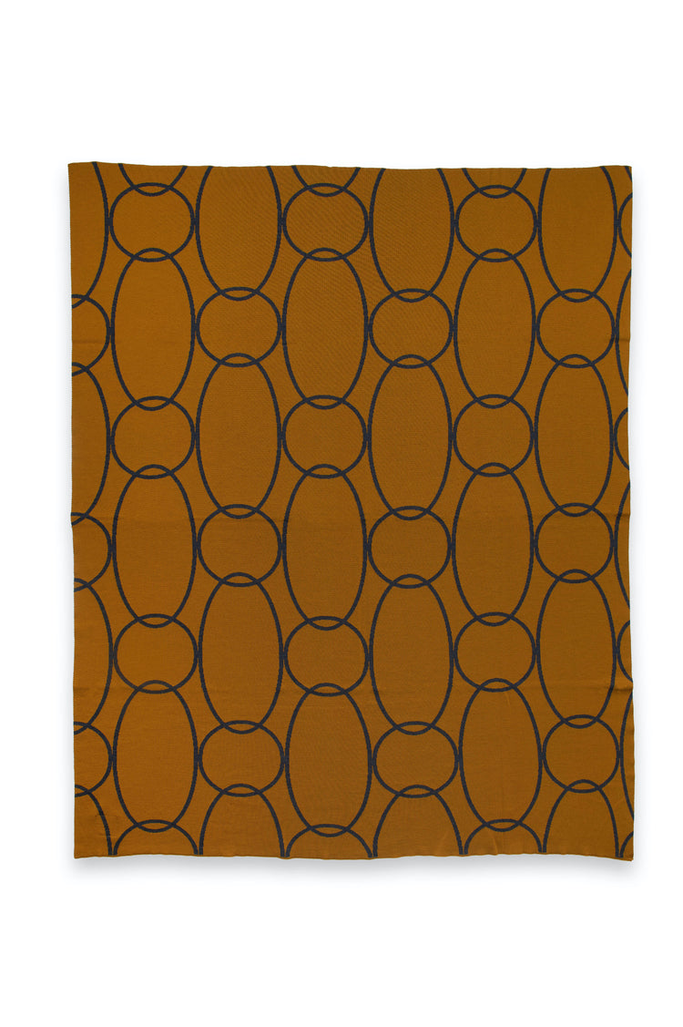 Blanket 140x180cm Rings, caramel / dark gray