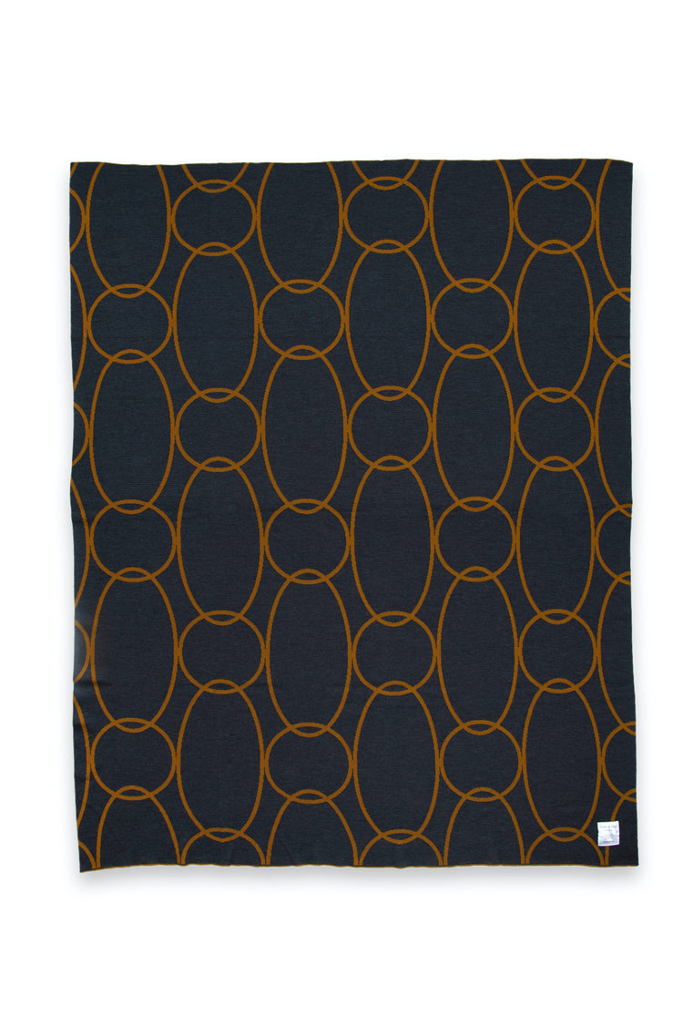 Blanket 140x180cm Rings, caramel / dark gray