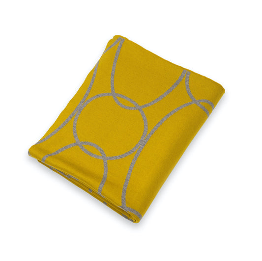 Decke 140x180cm Rings, senf/grau