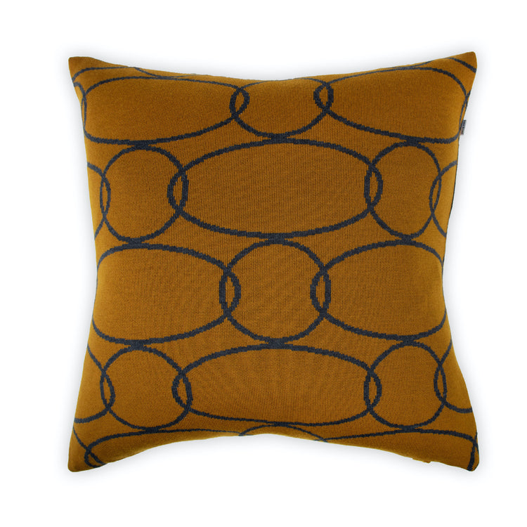 Cushion cover 50x50cm Rings, caramel / dark gray