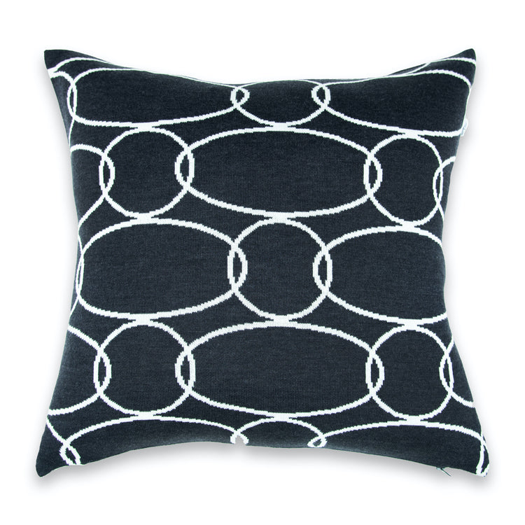 Cushion cover 50x50cm Rings, dark gray / white