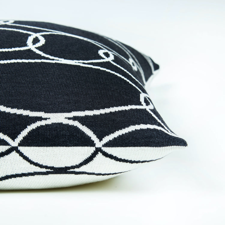 Cushion cover 50x50cm Rings, dark gray / white