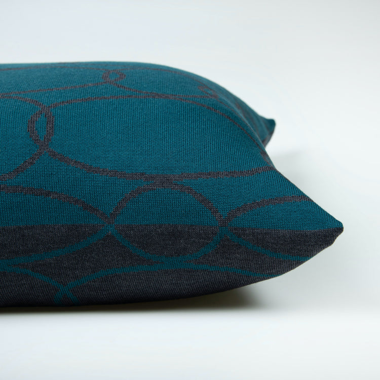 Kissenhülle 50x50cm Rings, petrol/dunkelgrau