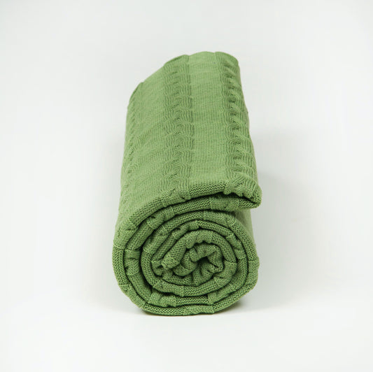 Blanket 140x180cm plait, light green mottled