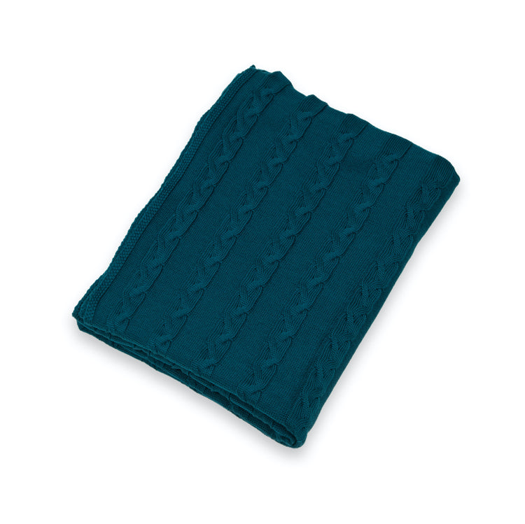 Decke 140x180cm Zopf, petrol/indigo