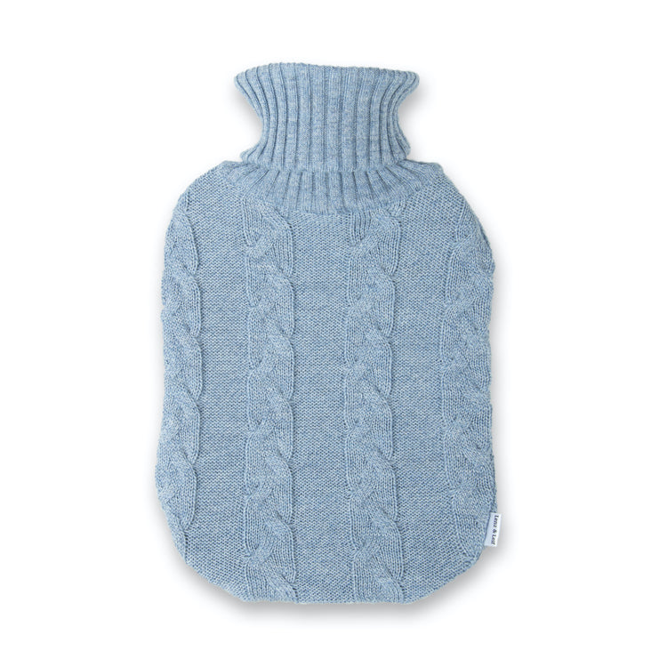 Wärmflasche Zopf, hellblau meliert