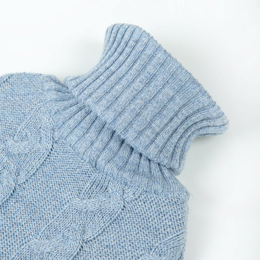 Wärmflasche Zopf, hellblau meliert