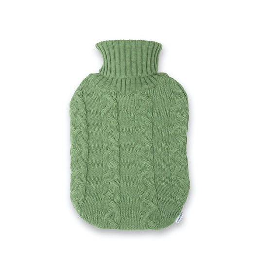 Hot water bottle plait, mottled light green