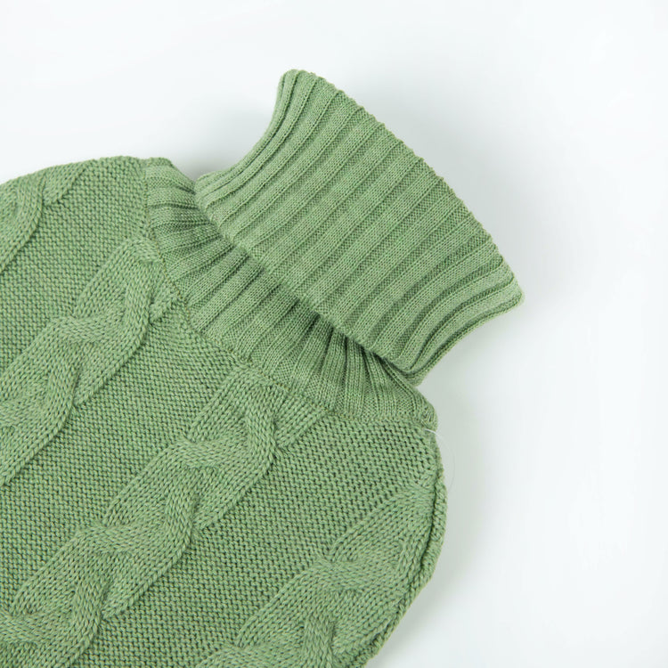 Wärmflasche Zopf, hellgrün meliert