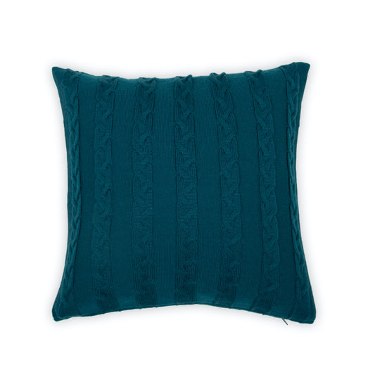 Kissenhülle 40x40cm Zopf, petrol/indigo