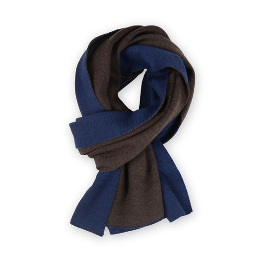 Scarf double face 50x180cm, blue / brown