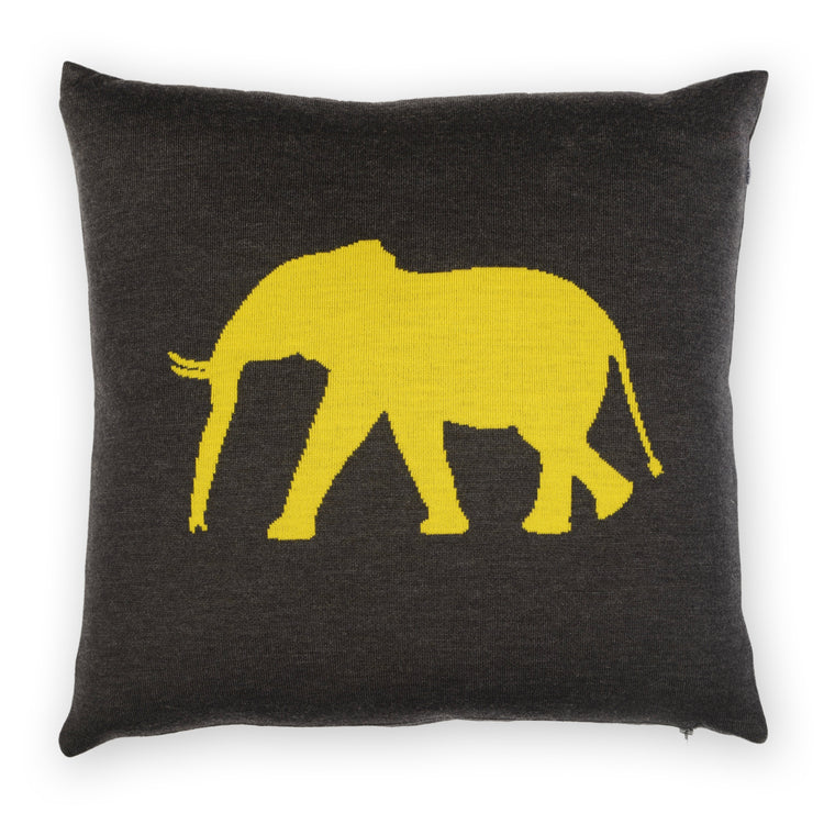 Cushion cover 50x50cm Elephant, dark gray / yellow