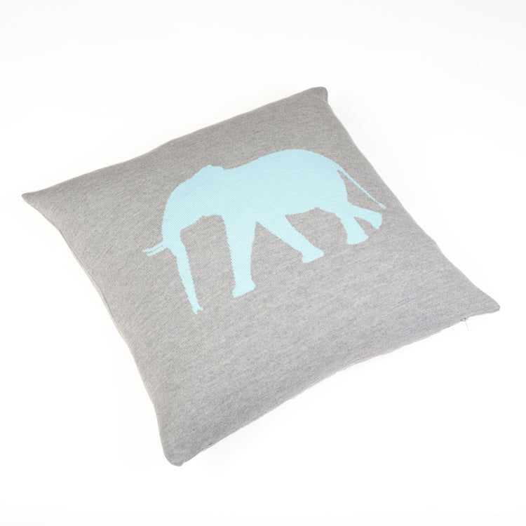 Kissenhülle 50x50cm Elephant, grau/türkis