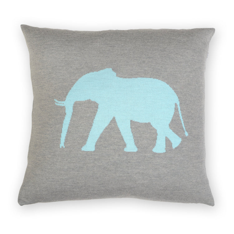 Cushion cover 50x50cm Elephant, gray / turquoise