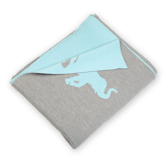 Decke 140x180cm Elephants, grau/türkis