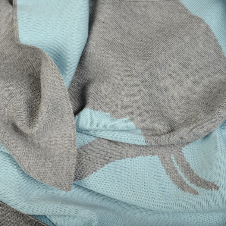 Blanket 140x180cm Elephant, gray / turquoise