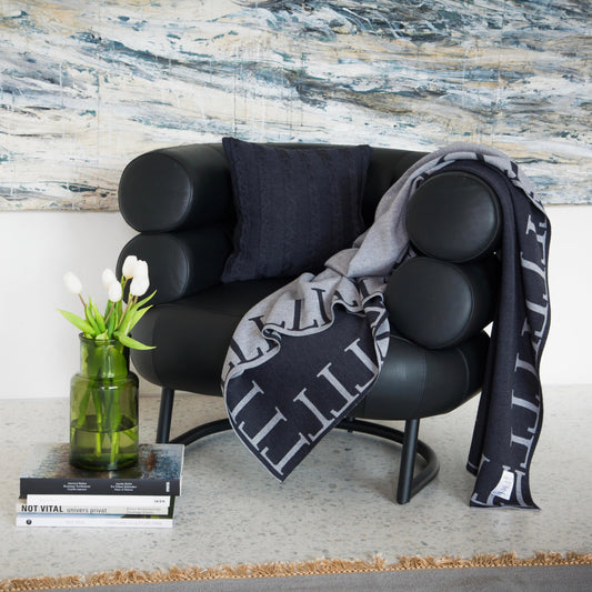 Decke 140x180cm LLLL, grau/dunkelgrau