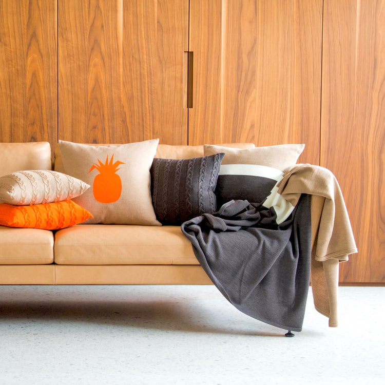 Cushion cover 50x50cm pineapple, camel / orange