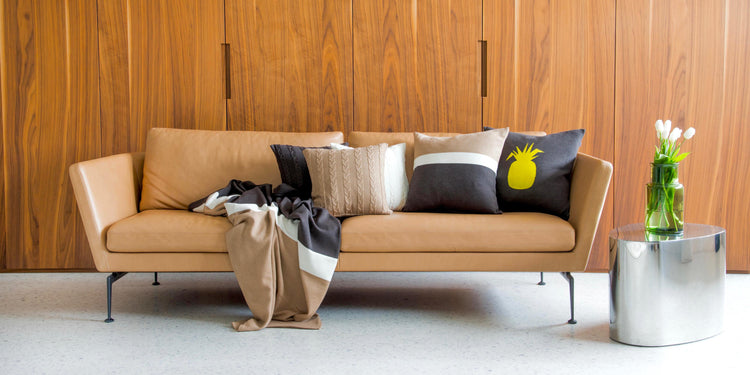 Decke 140x180cm Trio, braun/camel/weiß