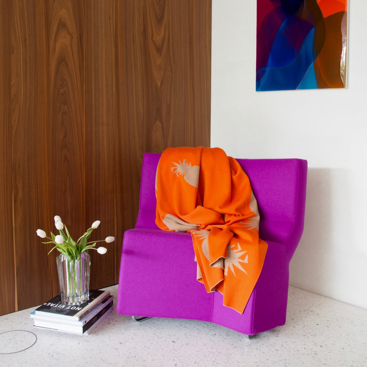 Decke 140x180cm Ananas, camel/orange