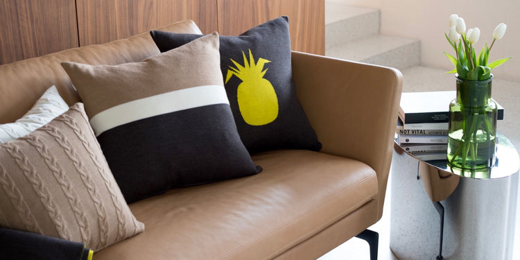 Kissenhülle 50x50cm Trio, braun/camel/weiß