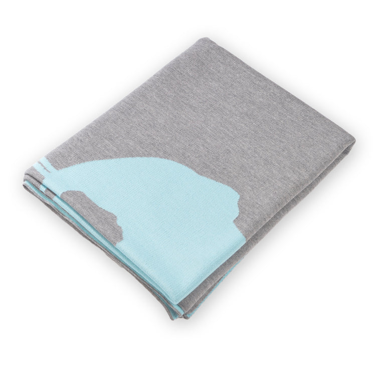 Decke 140x180cm Elephant, grau/türkis