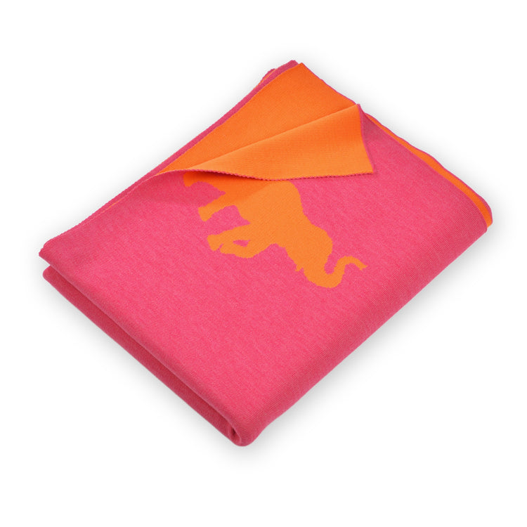 Decke 140x180cm Elephants, magenta/orange