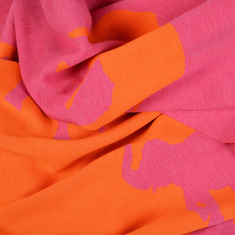Blanket 140x180cm Elephants, magenta / orange