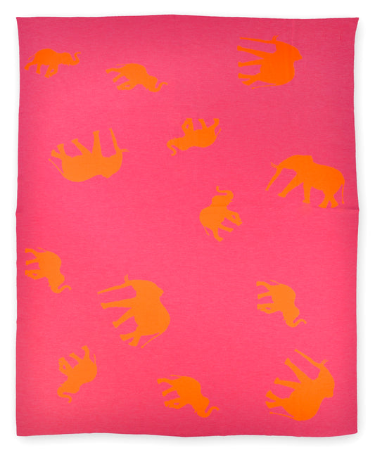 Decke 140x180cm Elephants, magenta/orange