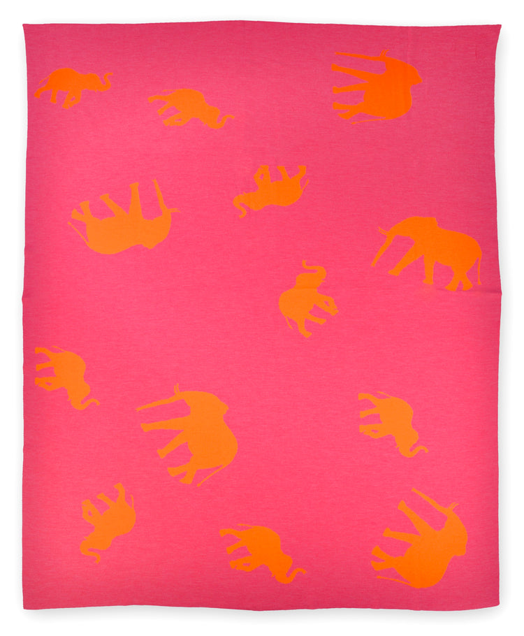 Decke 140x180cm Elephants, magenta/orange