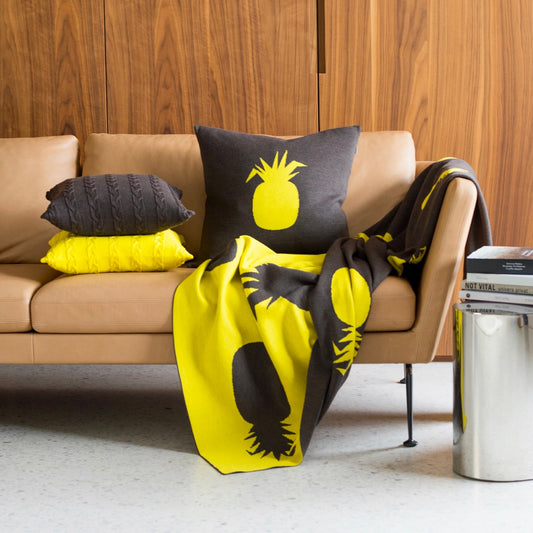 Decke 140x180cm Ananas, braun/gelb