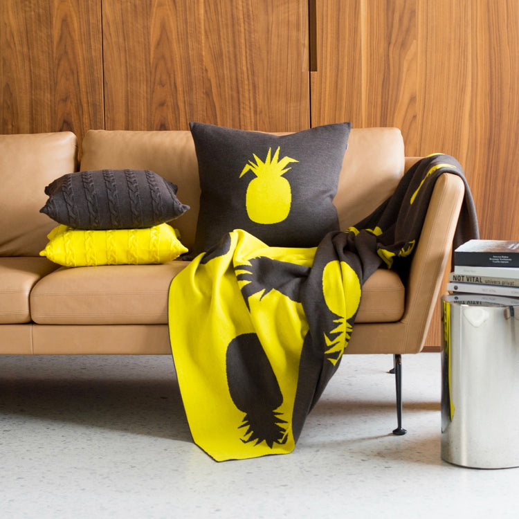 Decke 140x180cm Ananas, braun/gelb